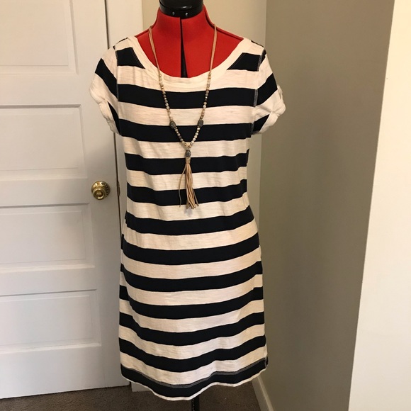 White Striped Tshirt Dress 